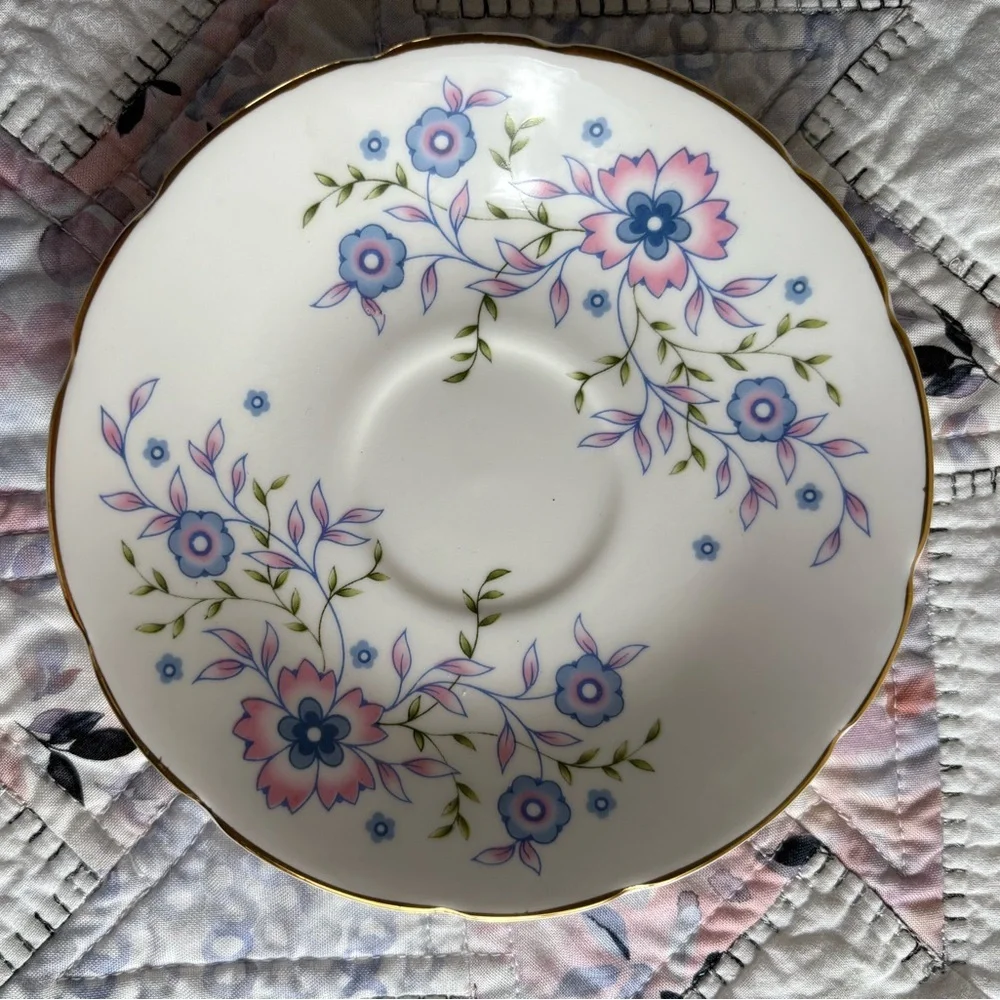 Avon 1974 Fine Bone China Blue Blossom Cup and Saucer Set